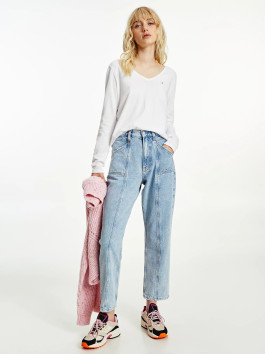 nahlad Tommy Jeans dámske biele tričko LONGSLEEVE