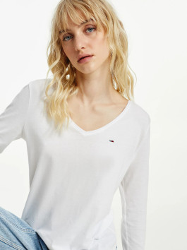 nahlad Tommy Jeans dámske biele tričko LONGSLEEVE