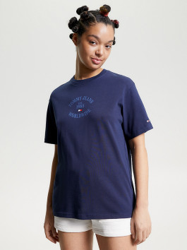 nahlad Tommy Jeans dámske tmavo modré tričko WORLDWIDE