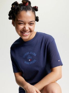 nahlad Tommy Jeans dámske tmavo modré tričko WORLDWIDE