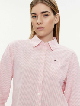 nahlad Tommy Jeans dámska pruhovaná ružová košeľa