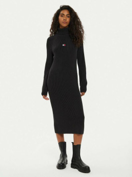 nahlad Tommy Jeans dámske čierne úpletové šaty