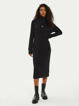 nahlad Tommy Jeans dámske čierne úpletové šaty