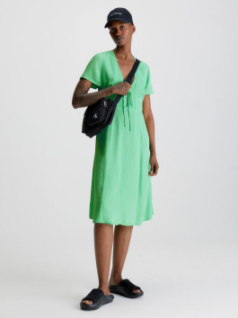 nahlad Calvin Klein dámske zelené šaty SHORT SLEEVE SEAMING DAY DRESS