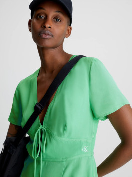 nahlad Calvin Klein dámske zelené šaty SHORT SLEEVE SEAMING DAY DRESS