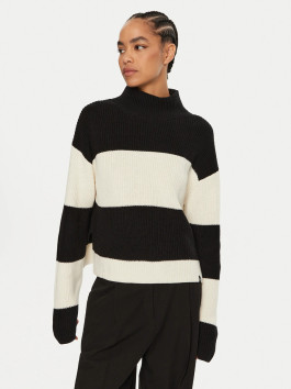 nahlad Calvin Klein čiernobiely pruhovaný sveter