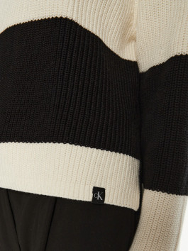 nahlad Calvin Klein čiernobiely pruhovaný sveter