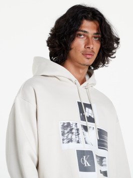nahlad Calvin Klein pánska krémová mikina Polaroid