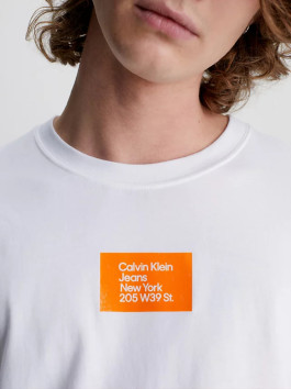 nahlad Calvin Klein pánske biele tričko COLORED ADDRESS SMALL BOX
