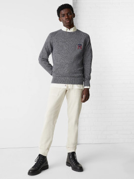 nahlad Tommy Hilfiger pánsky tmavošedý sveter TH Monogram