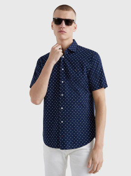 nahlad Tommy Hilfiger pánska modrá košeľa s krátkym rukávom Print