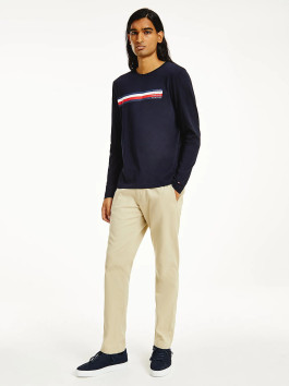 nahlad Tommy Hilfiger pánske tmavo modré tričko s dlhým rukávom