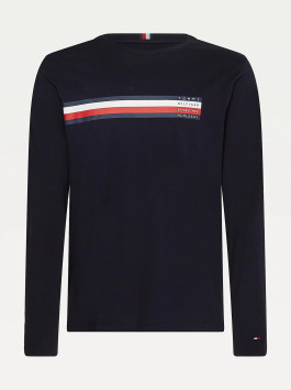 nahlad Tommy Hilfiger pánske tmavo modré tričko s dlhým rukávom
