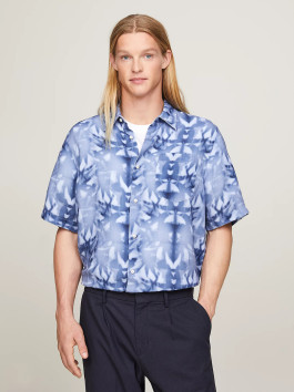 nahlad Tommy Hilfiger pánska ľanová košeľa s krátkym rukávom
