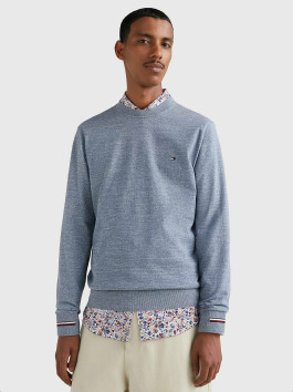 nahlad Tommy Hilfiger pánsky modrý sveter Mouline