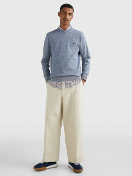 nahlad Tommy Hilfiger pánsky modrý sveter Mouline