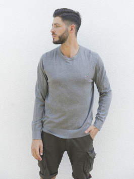 nahlad Tommy Hilfiger pánsky šedý sveter