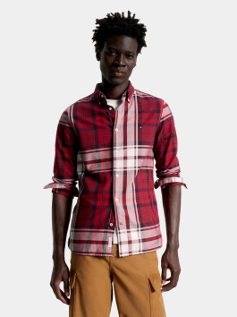 nahlad Tommy Hilfiger pánska vínová kockovaná košeľa