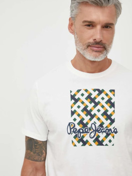 nahlad Pepe Jeans pánske krémové tričko