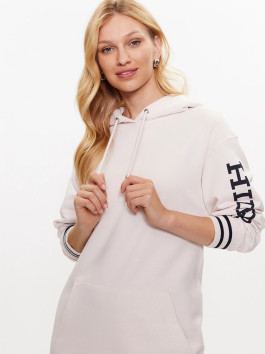 nahlad Tommy Hilfiger dámské krémové mikinové šaty