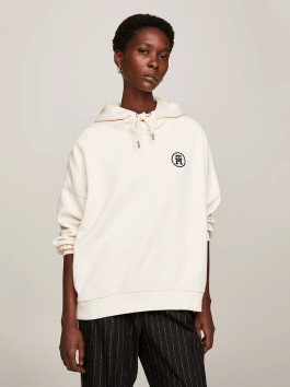 nahlad Tommy Hilfiger dámska krémová mikina s kapucňou
