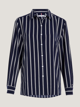 nahlad Tommy Hilfiger dámska tmavo modrá košeľa so vzorom