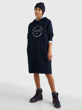 nahlad Tommy Hilfiger dámske tmavomodré mikinové šaty