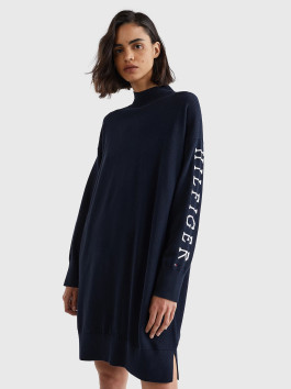 nahlad Tommy Hilfiger dámske tmavomodré svetrové šaty