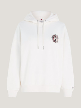nahlad Tommy Hilfiger dámská krémová mikina s kapucí