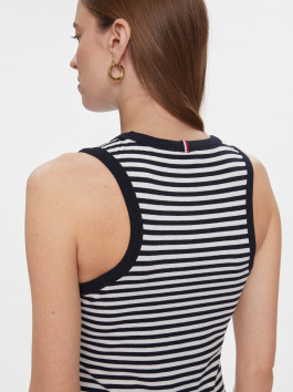 nahlad Tommy Hilfiger dámske pruhované tmavomodré letné šaty