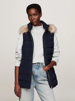 nahlad Tommy Hilfiger dámska tmavo modrá páperová vesta