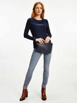 nahlad Tommy Hilfiger dámske tmavo modré tričko s dlhým rukávom