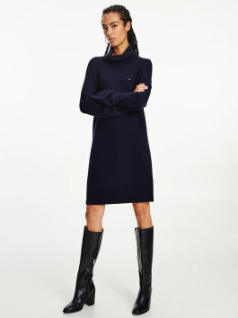 nahlad Tommy Hilfiger dámske modré pletené šaty Softwool