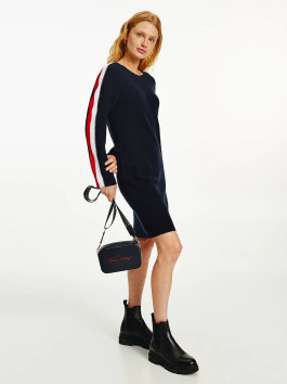 nahlad Tommy Hilfiger dámske tmavomodré pletené šaty
