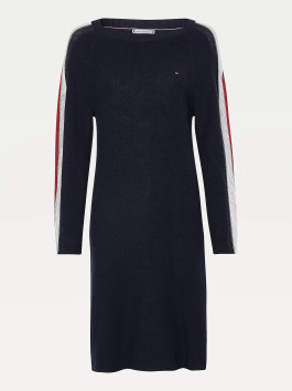 nahlad Tommy Hilfiger dámske tmavomodré pletené šaty