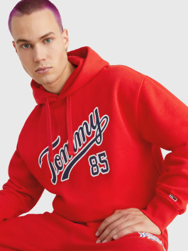 nahlad Tommy Jeans pánska červená mikina COLLEGE 85