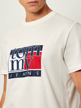 nahlad Tommy Jeans pánske krémové tričko