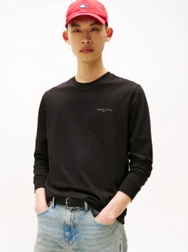 nahlad Tommy Jeans pánske čierne tričko s dlhým rukávom