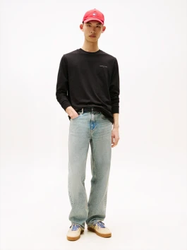 nahlad Tommy Jeans pánske čierne tričko s dlhým rukávom