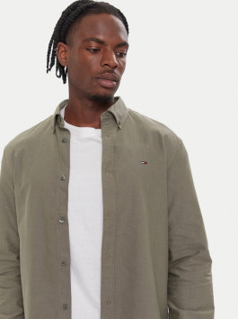 nahlad Tommy Jeans pánska khaki zelená košeľa