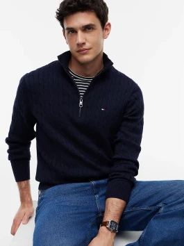 nahlad Tommy Hilfiger pánsky tmavomodrý sveter