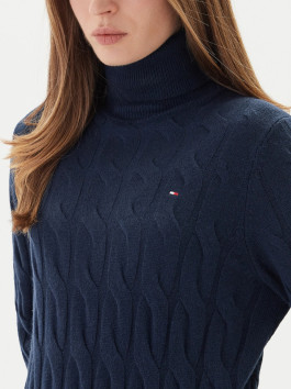 nahlad Tommy Hilfiger tmavo modré svetrové šaty