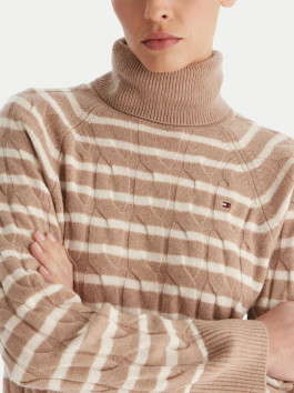 nahlad Tommy Hilfiger dámsky béžový pruhovaný rolák