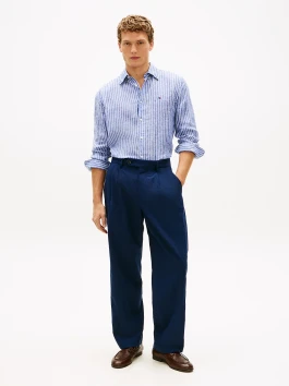 nahlad Tommy Hilfiger pánska pruhovaná ľanová košeľa