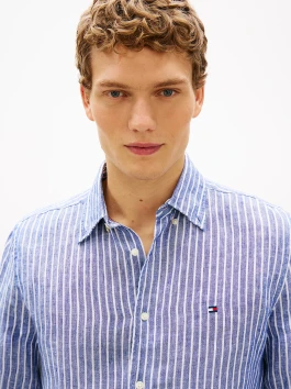 nahlad Tommy Hilfiger pánska pruhovaná ľanová košeľa