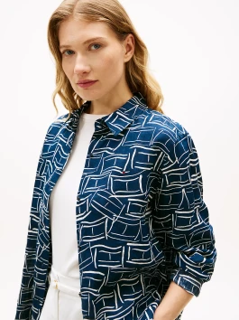 nahlad Tommy Hilfiger dámska tmavo modrá ľanová košeľa