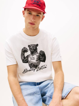 nahlad Tommy Jeans pánske smotanové tričko