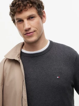 nahlad Tommy Hilfiger pánsky tmavo šedý sveter