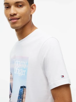 nahlad Tommy Hilfiger pánske biele tričko s potlačou