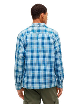 nahlad Tommy Jeans pánska modrá kockovaná košeľa